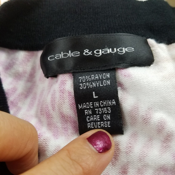Cable & Gauge Top Blouse Size L Boho Long Sleeved - Picture 9 of 9
